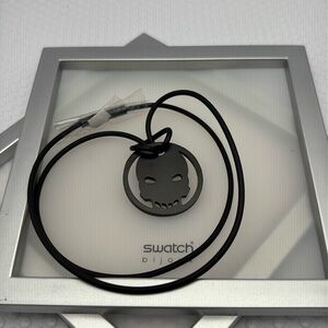 Swatch Bijoux Black Stainless Steel Skull Necklace